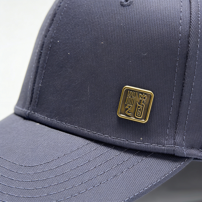 Men's Women's Navy Blue Metal Badge Cap Adjustable Curved Brim Casual Business Hat