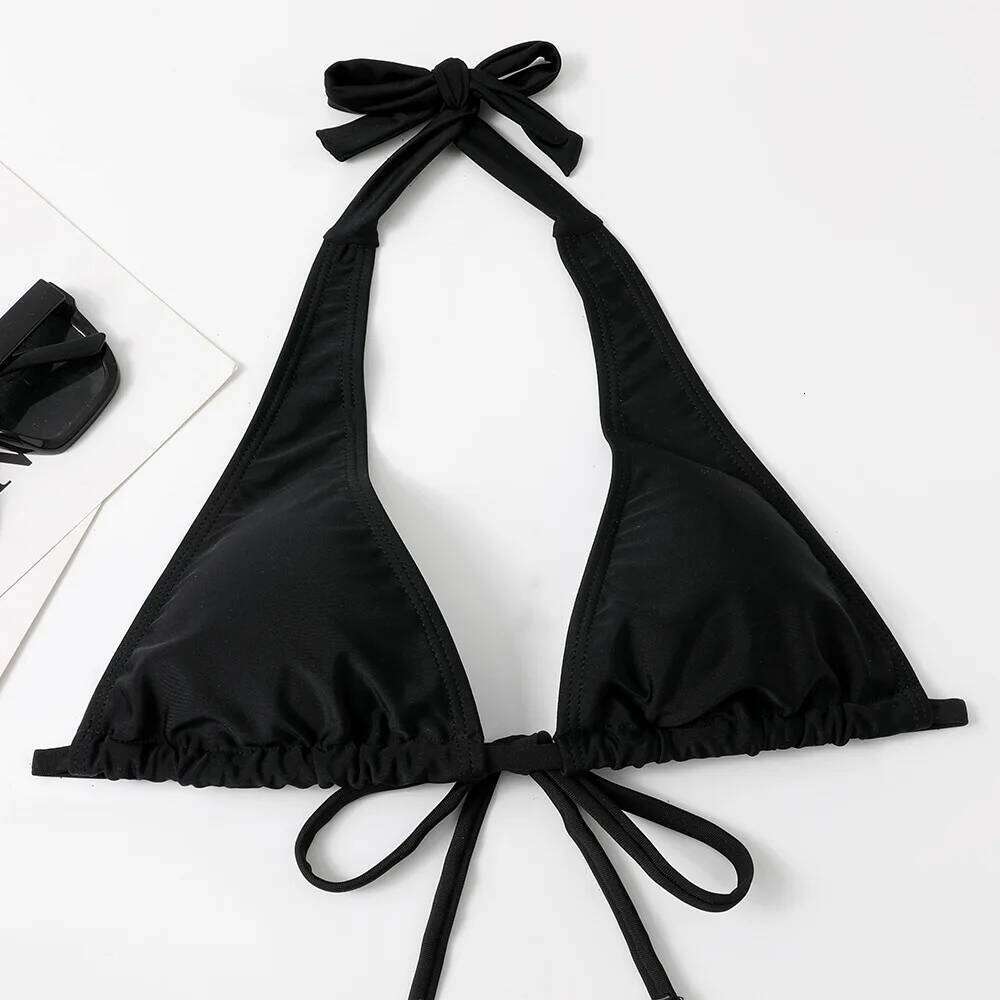 2025 Sexy Halter Bikini Swimsuit Low Waisted Black/Red/Rose Beach Bathing Suit Cheap Bandage Brazilian Swimwear Two Pieces Sale Z260206