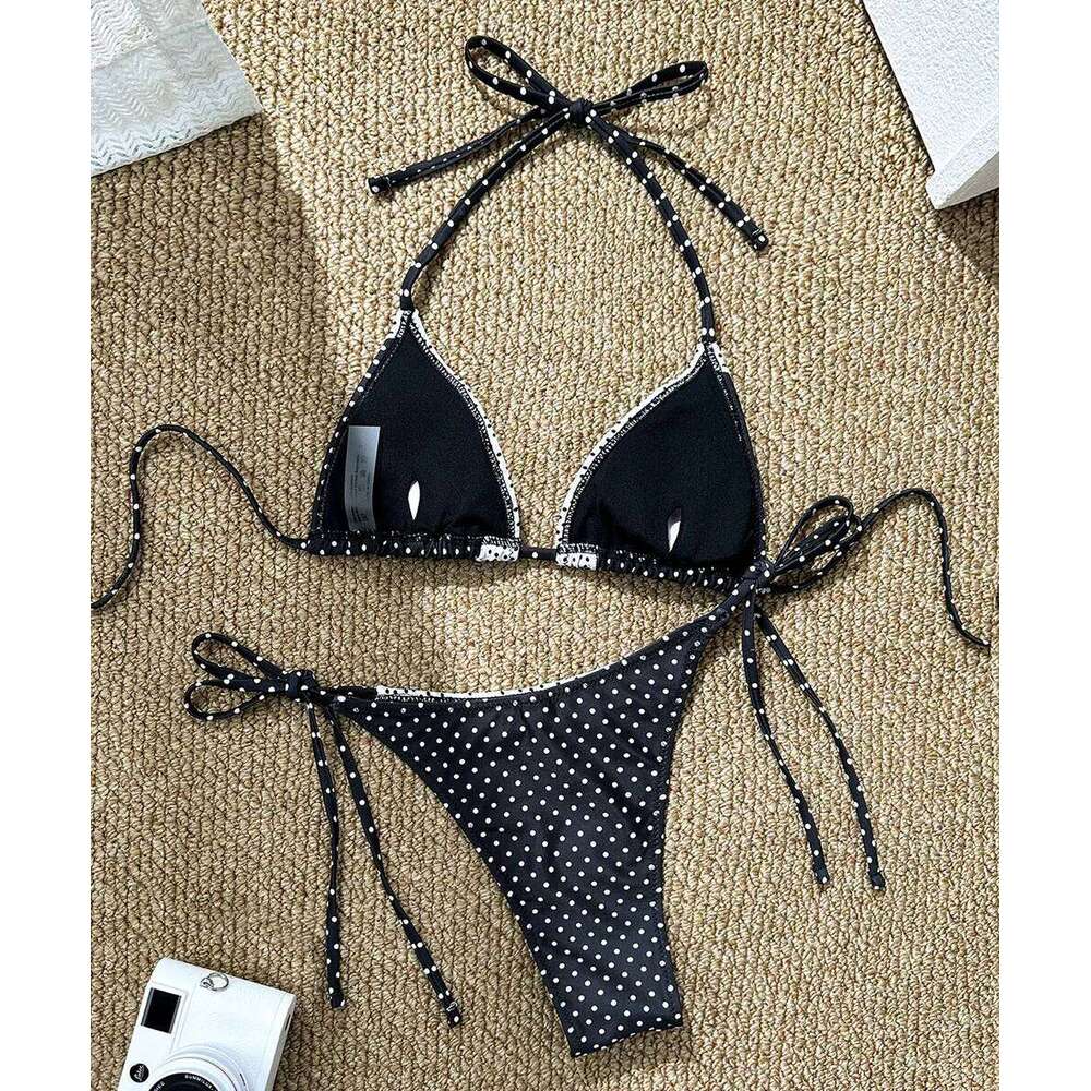 2pcs Swimwear Women Swimsuit Sexy Bikini Polka Dots Print Beach Wear Summer Bather Z260206