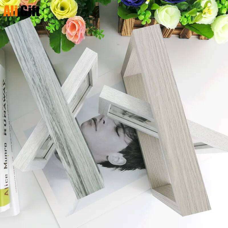 7 inch Rotating Frame Wooden Frames, Wall Photo Frame, Nordic Display, Living Room Poster, Picture Holder Decor S260205