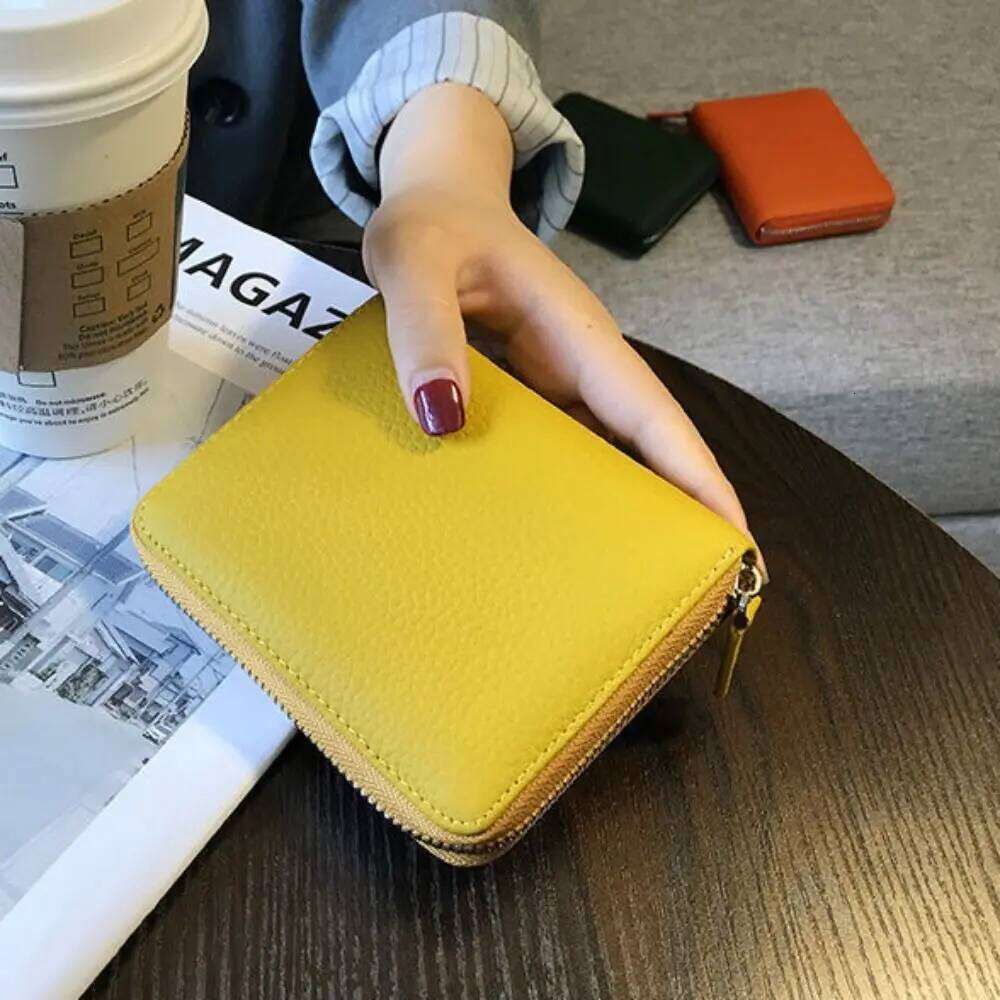 Pocket Purse Short Hangging Bag Multiple Slot PU Leather Multi-card Wallet Zipper Colorful Card Holder Women Y260206