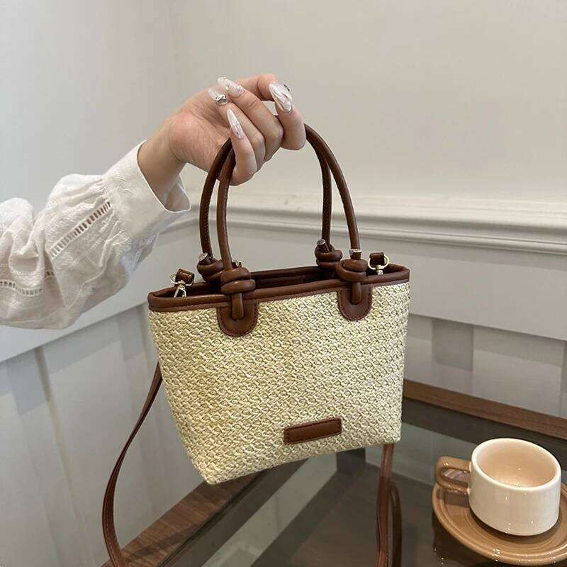 New Straw Woven Crossbody For Women Vacation Bucket Shoulder Bags Summer Seaside Beach Handbags Y260205