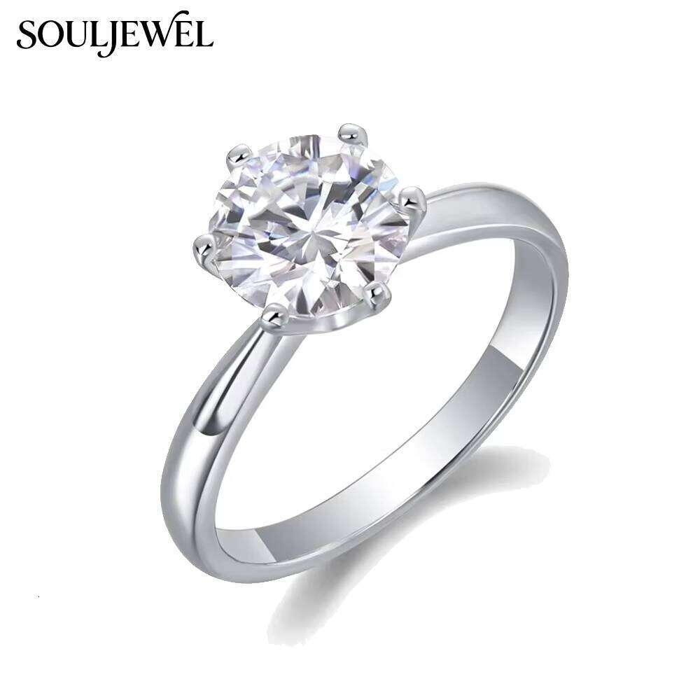 S925 Sterling Silver Classic Six Prong Moissanite Ring With Round Brilliant Cut Timeless Solitaire Jewelry Everyday Party Use