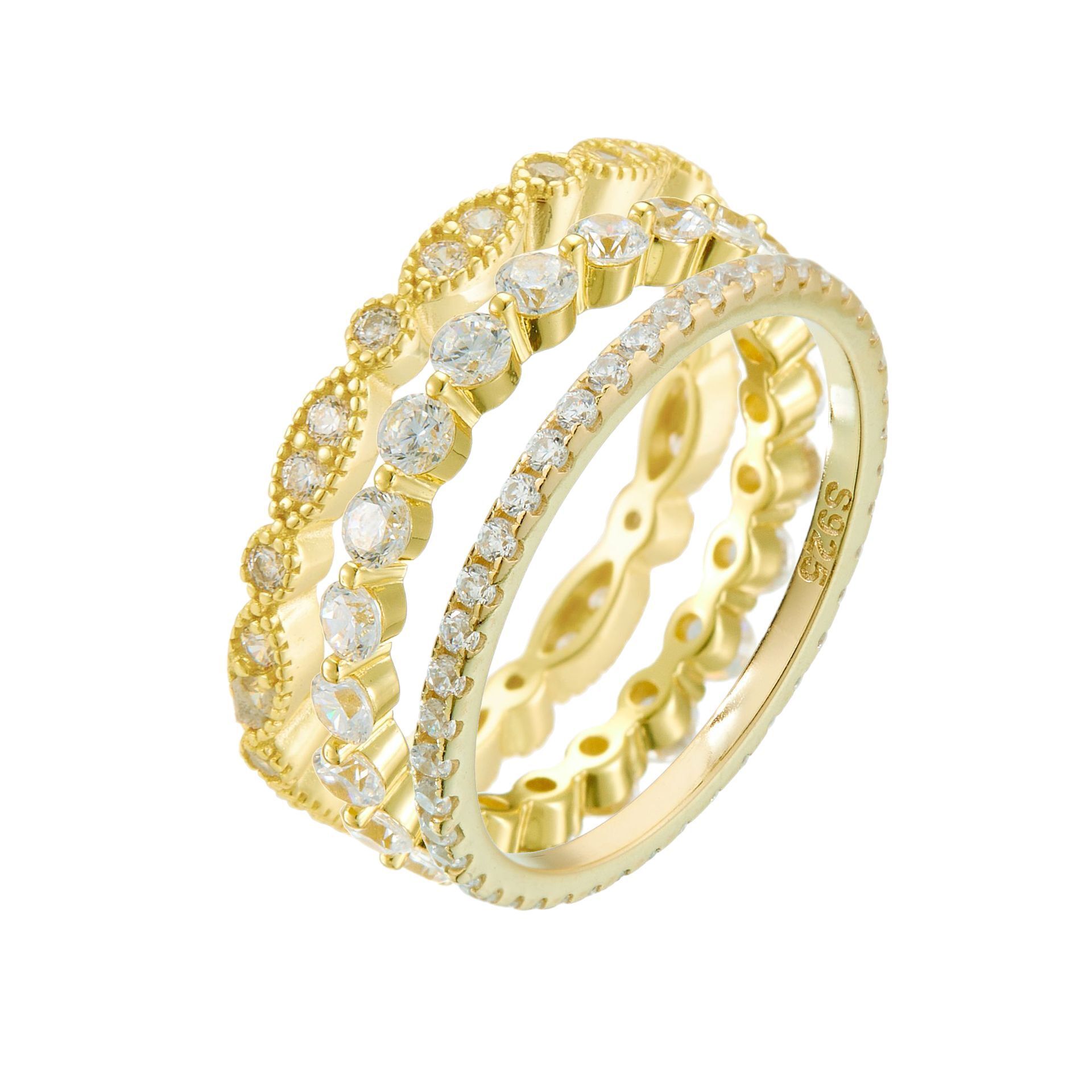 s925 sterling silver personalized full-diamond combination for women, light luxury ins fashion simple diamond-studded ring jewelry