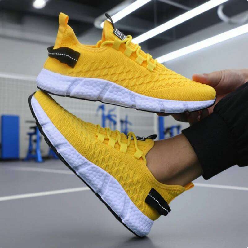 New Running Soft Soles Lightweight Innovative Design Sneakers Monochrome Mesh Breathable Fitness Leisure Men's Shoes