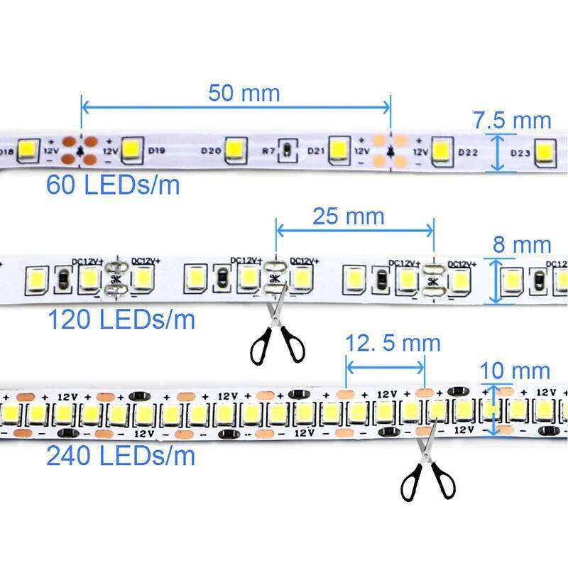 2835 5M 300 600 1200LEDs LED DC12V 24V 120LEDs/m Home Waterproof IP65 Strip Flexible And Cuttable Soft Lamp Bar Z260206