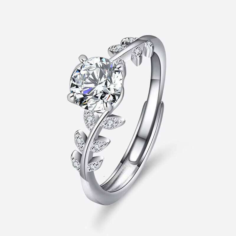 S925 Sterling Silver Laurel Ring 1 Karat Moissanite Adjustable Fashionable Wedding Rings Jewelry Women
