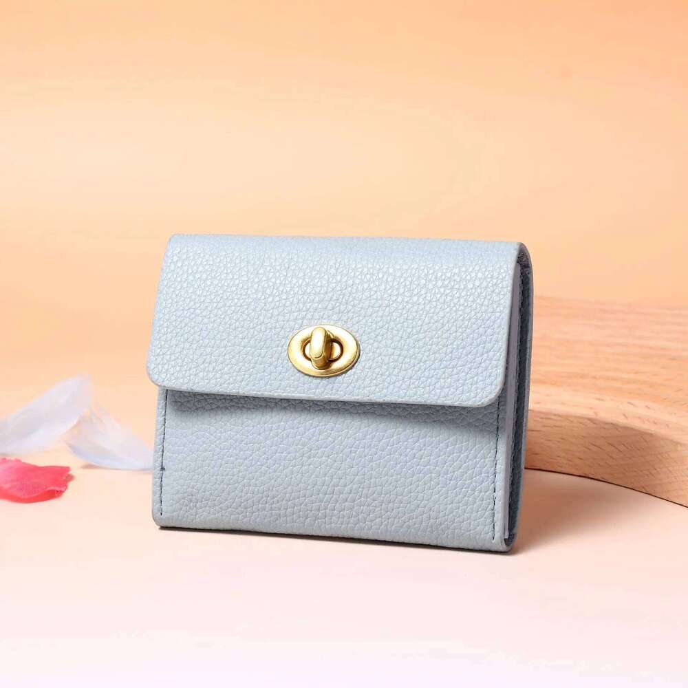 Fashionable and trendy clasp coin purse, solid color Korean style women's clutch bag, short style, student card holder. Y260206