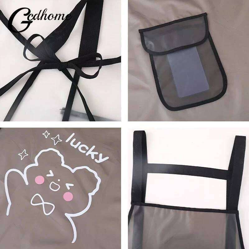 Waterproof TPU Kitchen Apron - Sleeveless, Oil-proof, Lightweight, Suitable For Cooking And Cleaning, Cute Bear, Simple Style S260205