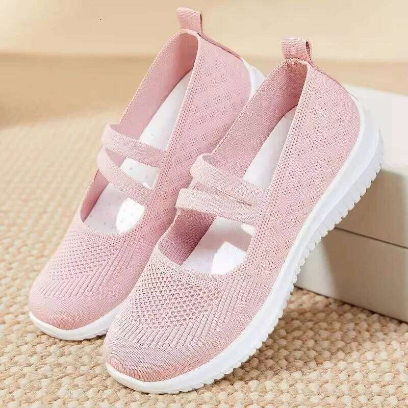 2025 Summer New Knitted Flat Bottom Women's Shoe Fashionable Lightweight Single for Breathable Women Shoes