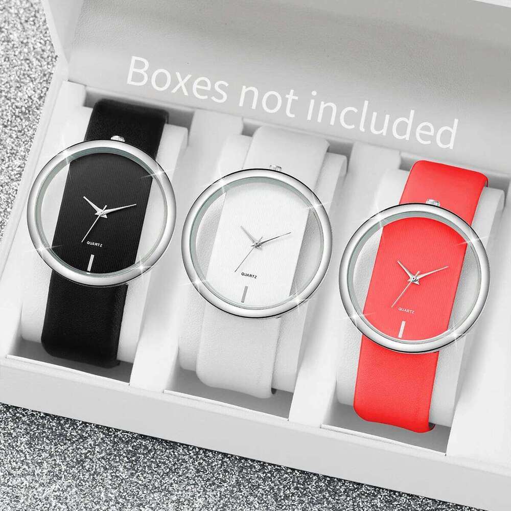 1/2/3PCS Fashion Watches Luxury Big Hollow-out Dial Quartz Watch for Women Clock Gift Relogio FemininoWithout Box Z260206