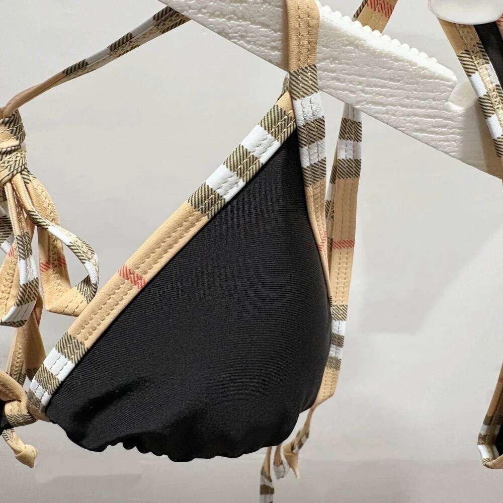 Luxury Brand Design Sexy Black Print Bikini 2 piece Set Women Halter Elastic Thong Swimsuit Beach Bathing Suit Holiday Beachwear XJ260206