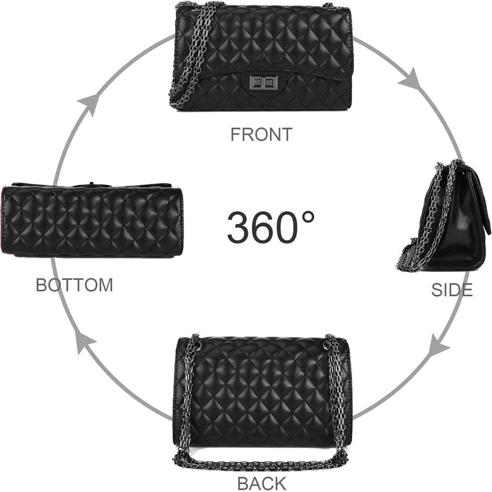 Quilted Crossbody Purse For Women Trendy Ladies Shoulder Bag With Chain Purses