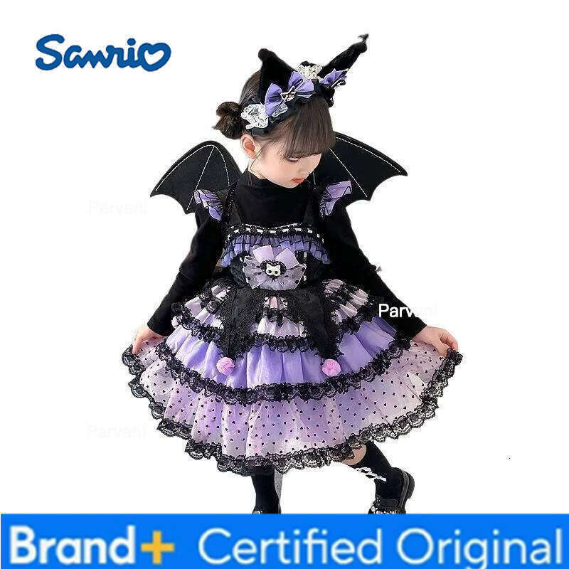 Sanrio s Kuromi Girls New Summer Kawaii Puffy Dress Princess Sweet Cute Clothes Fashion Versatile Loose Comfortable Birthday Gift H260206 - view 5