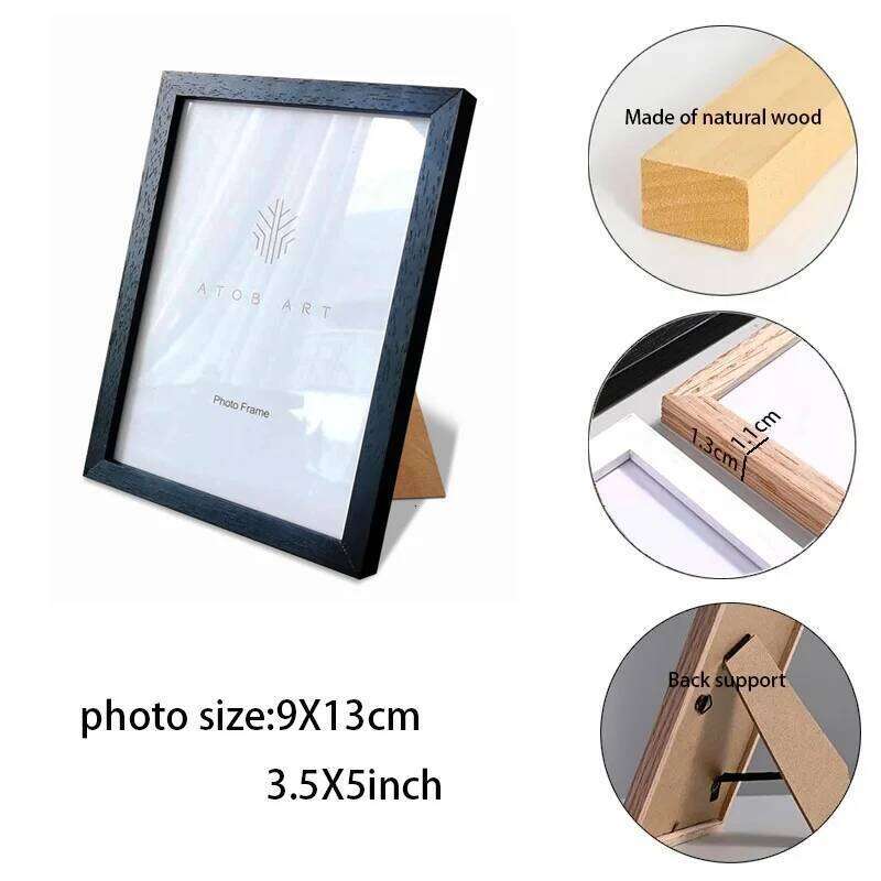 Natural Solid Oak Wood Interior Decoration Photo Frames For Pictures Wall Hang Picture Rectangle Frame S260205