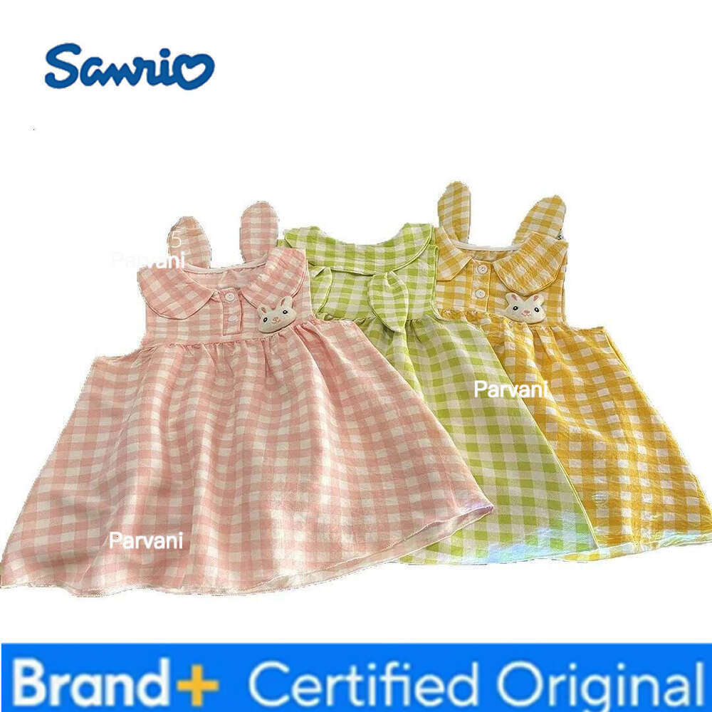Sanrio Summer Girls' - Peter Pan Collar Bunny Ear Grid Jumper, Cute Rabbit Princess Dress for Toddlers Toddler Girl Clothes H2602061 - view 7