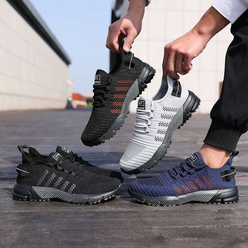 Stylish Running Shoes Summer Breathable Eye Catching Sneakers Anti-Skid Sole for Urban Style Lightweight Men's Casual Shoe