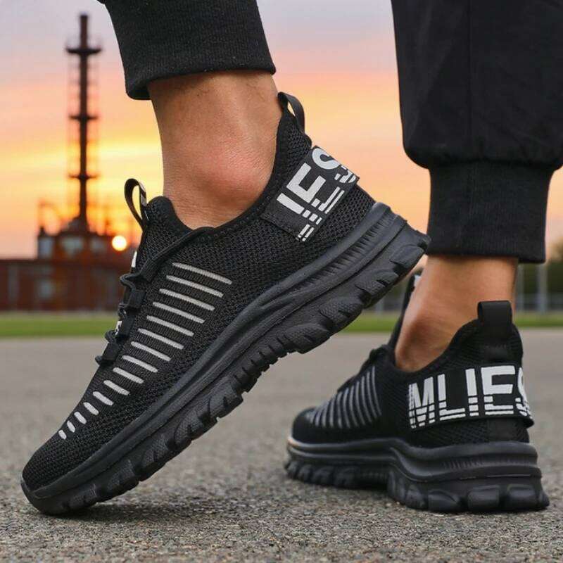 Men's Light Mesh Running Shoes Breathable Knit Lightweight White Sole Daily Wear Leisure Time High Quality Performance Sneakers