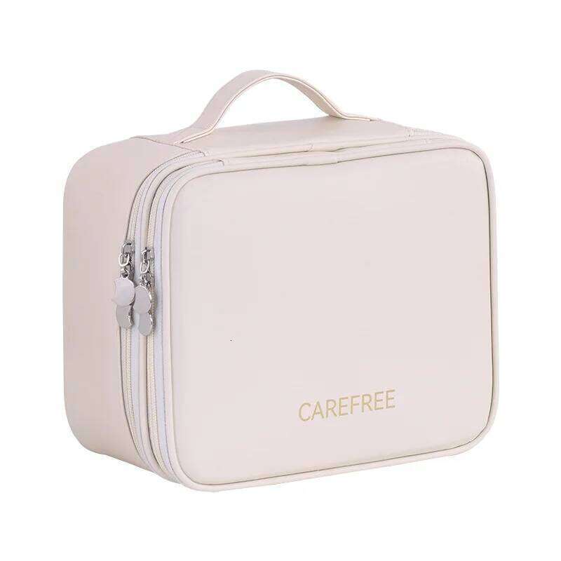 New Double-Layer Four-Zone PU Large Cosmetic Bag for Women, Portable, High-End, Large-Capacity Makeup Organizer Box Y260206