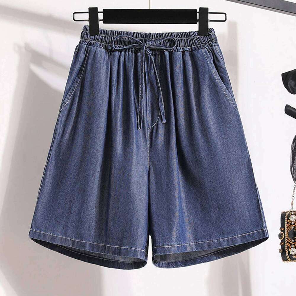 Women's Fashion Solid Color Pocket Button Up Capris Loose Elastic Waist Wide Leg Shorts for Women Womens Pants XJ260206