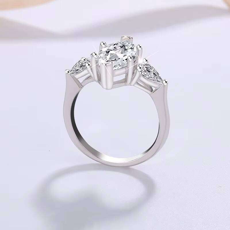 S925 Sterling Silver Wedding Ring Rhodium Plated Full Zircon Or Moissanite Marquise Cut Diamond Women's Engagement Anniversary
