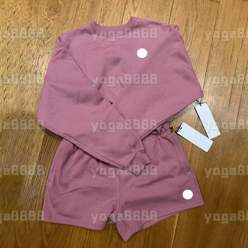 Yoga Cropped Hoodies Yoga Sweatshirt Sportswear Crew Neck Hoodies Sports Hoodies with Silver Logo on Chest Loose Cotton Breathable Sweatwear Casual Tops Hoodies