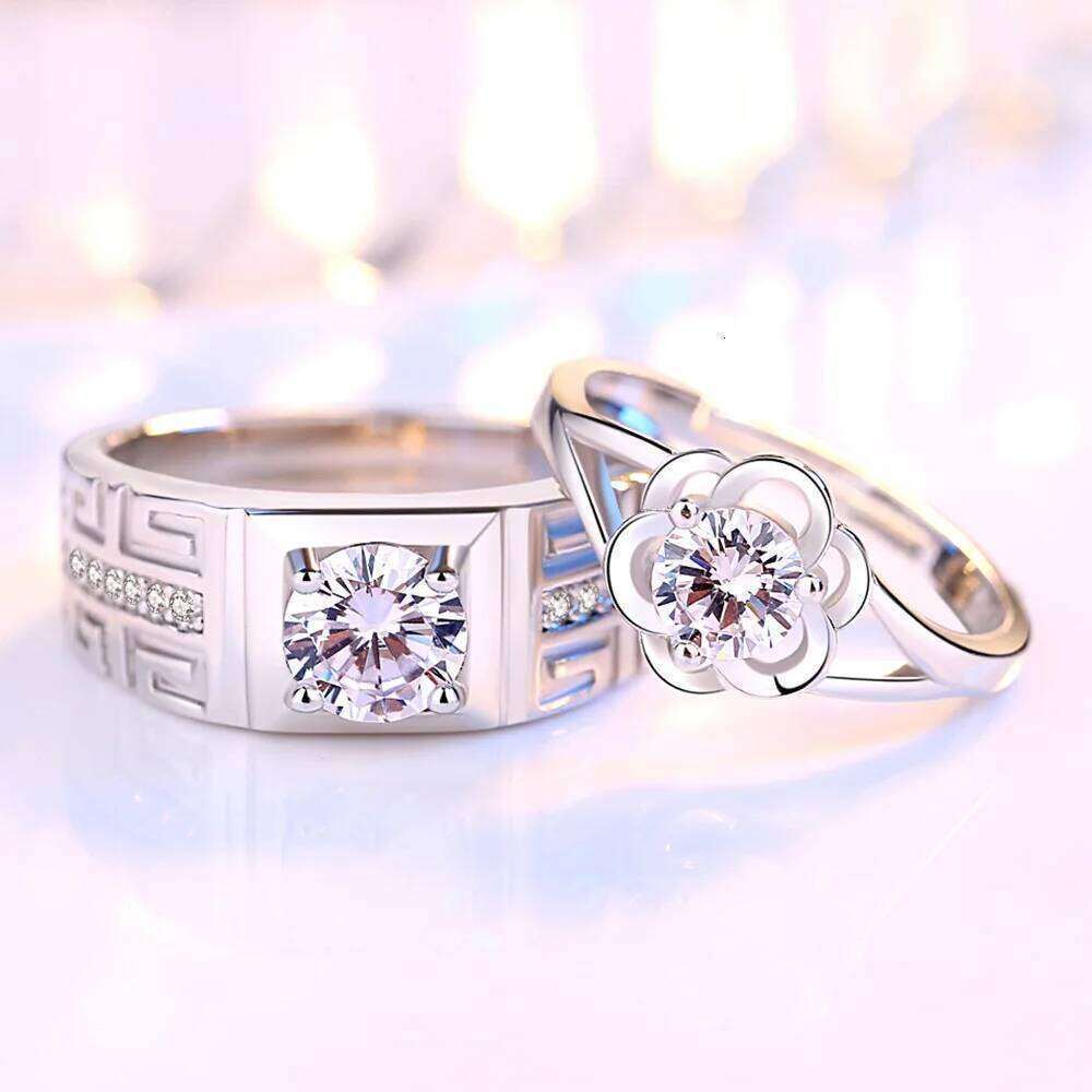 Real 925 Stelring Silver Men's Fashion Jewelry Crystal Zircon Flower Couple Ring For Woman XY0386 W260206