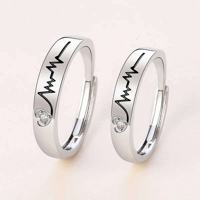 1pair 925 Sterling Silver Rings For Women Men Romantic adjustable ring set bague femme Wedding couple rings for lovers W260206