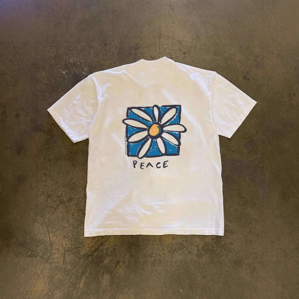 250g heavyweight pure cotton! American oversize style with a beautiful symbol print, loose-fitting short-sleeve T-shirt couples, trendy for women and 