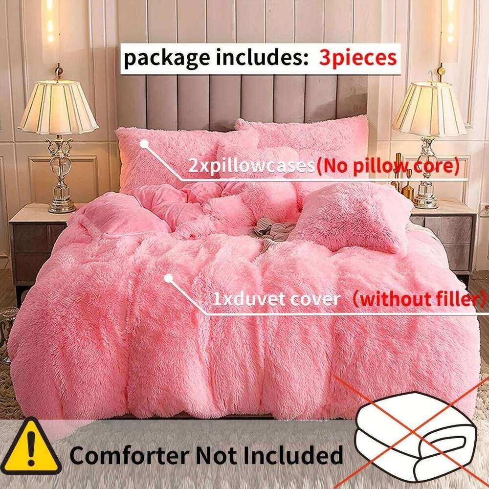 3-Piece Luxurious Plush Duvet Cover Set Cozy & Soft Bedding, Perfect Bedroom Comfort, Ideal for Guest Rooms and Dorm Aesth XJ260206