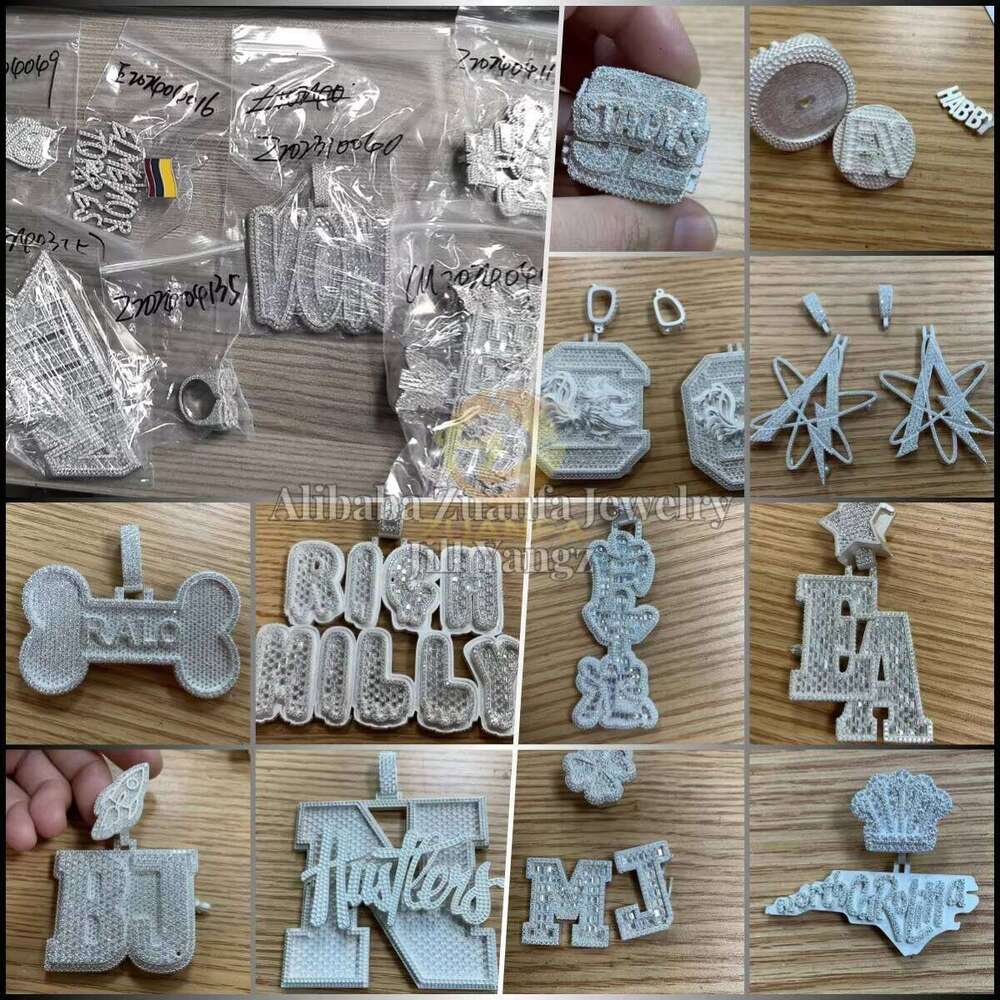 Custom Bail Pendants VVS Moissanite Iced Out Full Diamonds Letter Initial Name Jewelry Necklace Personal