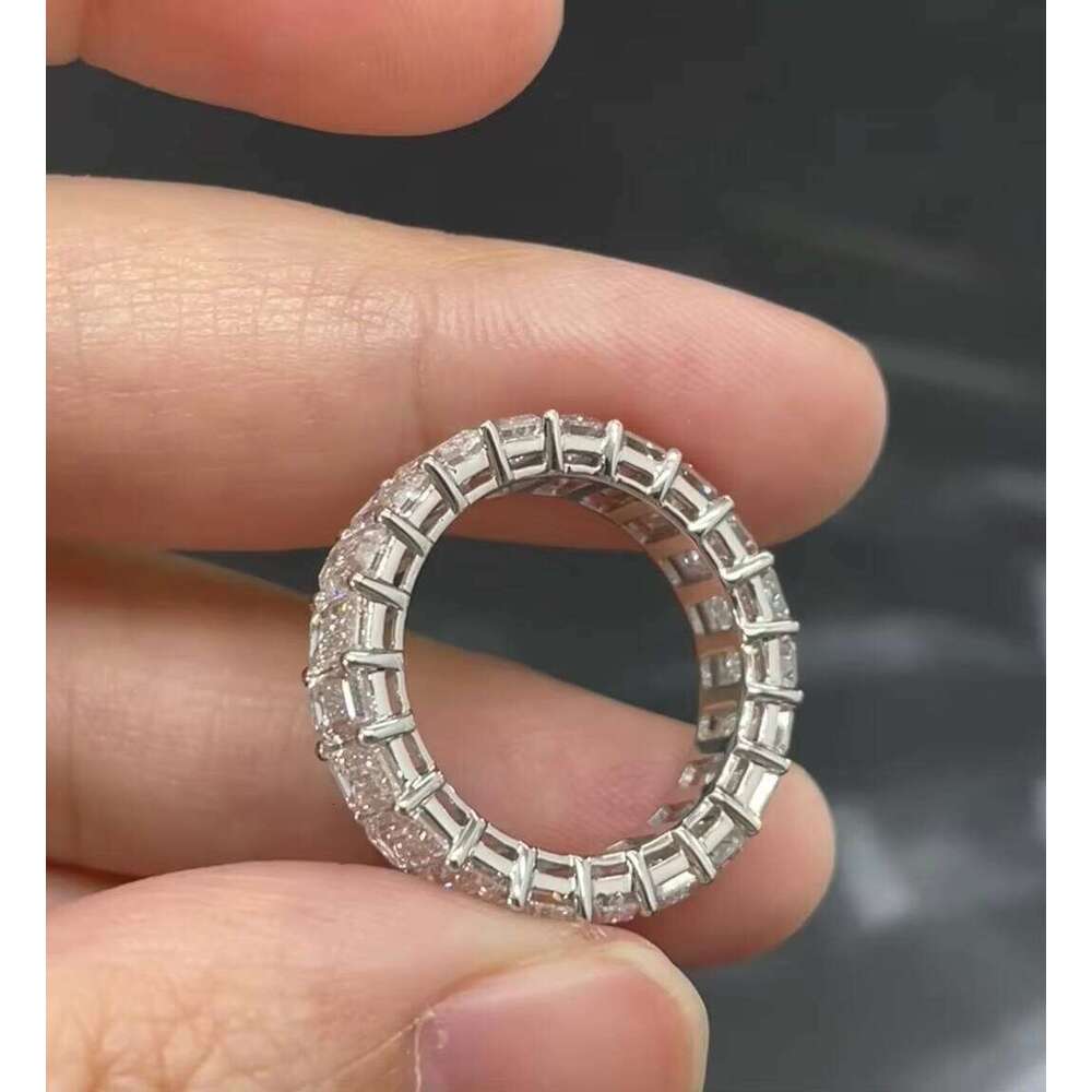 14K/18K Platinum White Gold 0.1Ct 0.2Ct Emerald Cut DE VVS Lab Grown Diamond Band Eternity Ring