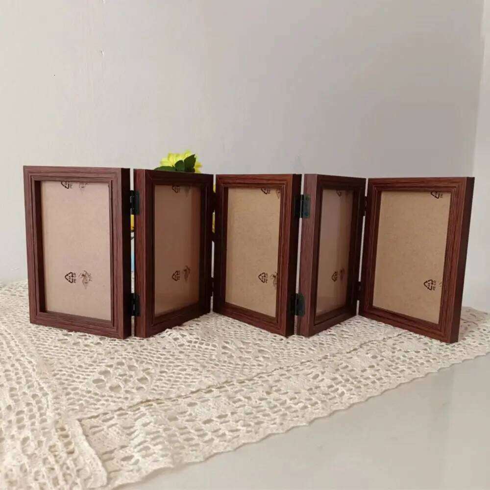 Creative Foldable Hinge Photo Wooden Rectangular Desktop Album Set 2/3/4/5 Linked 6/7/8 Inches Combination Folding Frame S260205