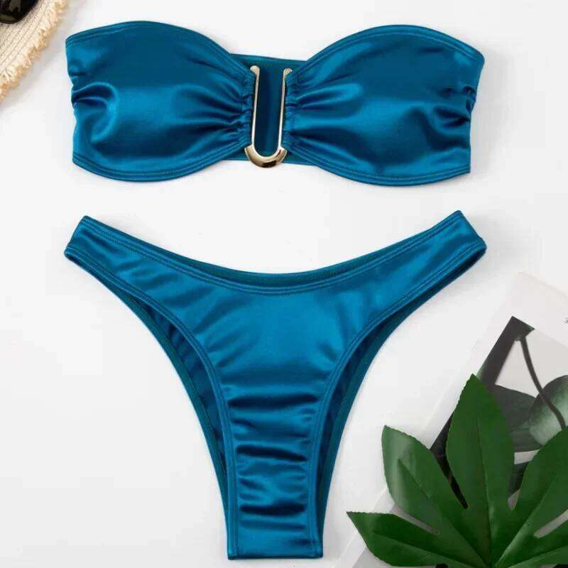 Sexy U Shaped Stapless Swimsuit for Women Bandeau Bikini Mujer 2024 High Cut Bathing Suit Two Piece Bikinis Set Bathers Swim Z260206