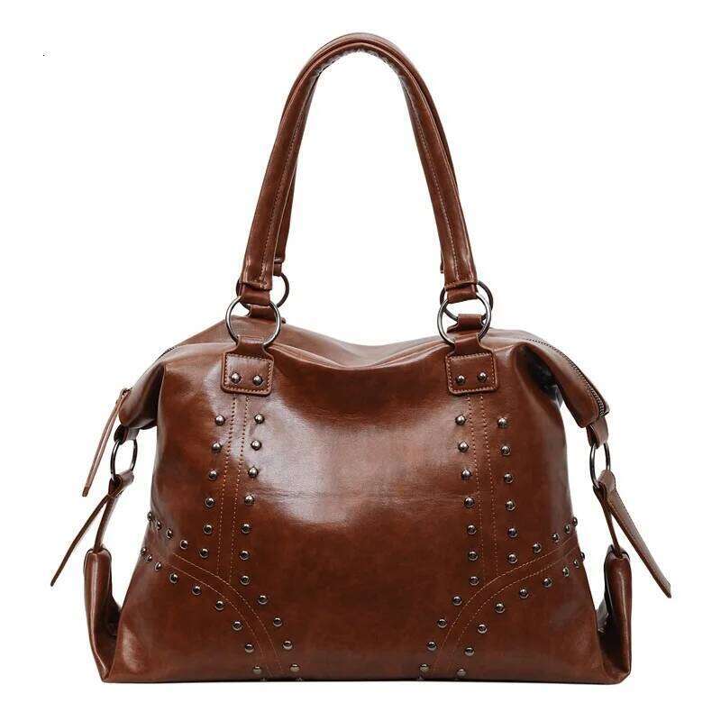 2025 Studded Shoulder Women, Large Tote Bag for Commute, Vintage Underarm Purse, Versatile Crossbody Handbag Y260205