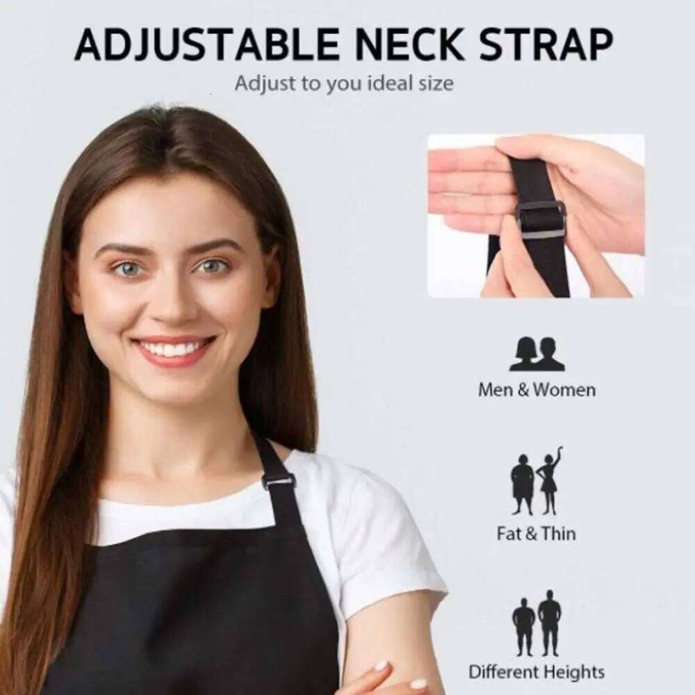 Polyester Cotton Waterproof with large pocket Black Kitchen Aprons Adjustable Anti Dirty Chef Work Apron Nail Beauty S260205
