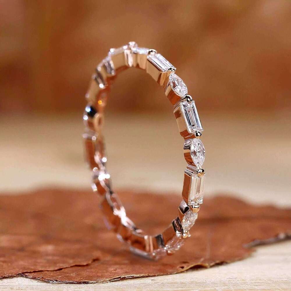 Igi CVD HPHT Lab Grown Created Diamond 14K/18K Solid Gold Eternity Wedding Band Ring With Brilliant Cut For Women