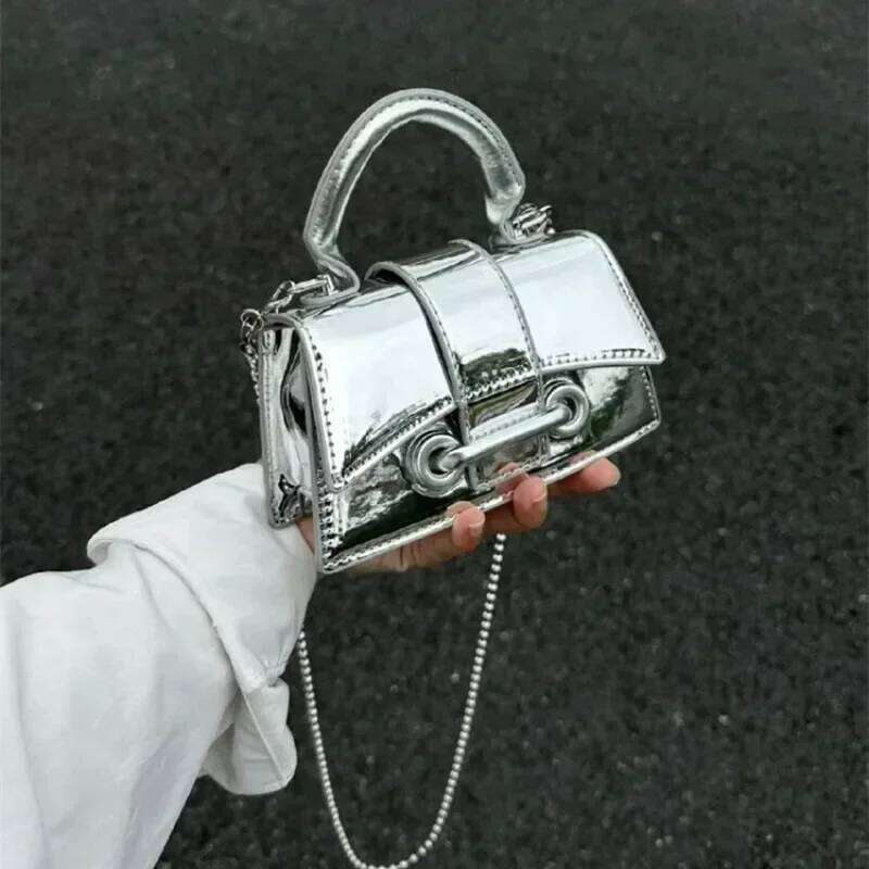 Pu Leather Vintage Women Silver Chic Crossbody Bag Luxury Designer Small Shoulder Bags Fashion Gold Mini Coin Purse Cute Handbag Y260205