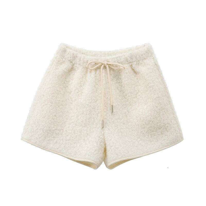 2Pcs Women Winter High Waist Sherpa Fashion Warm Petite Hot Pants Slim Fit A Line Casual Shorts XJ260206