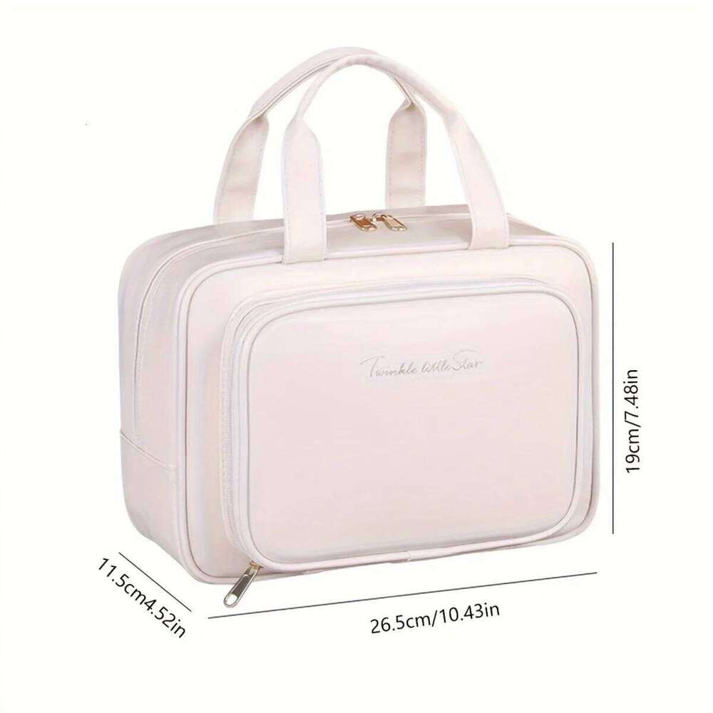 Double-Layer PU Beauty Storage With Zipper Close Makeup Brush Business Travel Toiletries Sorting Bag Y260206