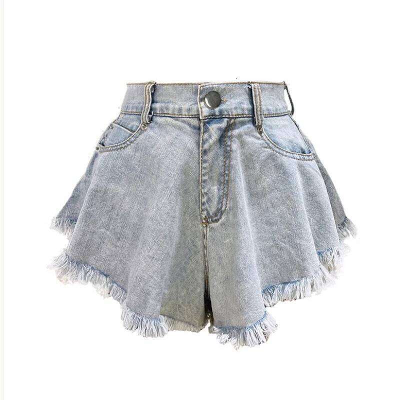 Jean Women Fashion Casual Denim Shorts with Pocket Tassel High Waist Loose Trendy Half Pants Streetwear 2025 Summer New C260206