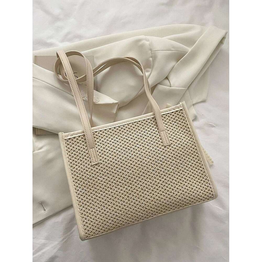Trendy Lightweight Casual Bow Decor Straw Hollow Out Knitted Flower Tote Large Capacity Shoulder Bag For Teen Girl Women Y260205