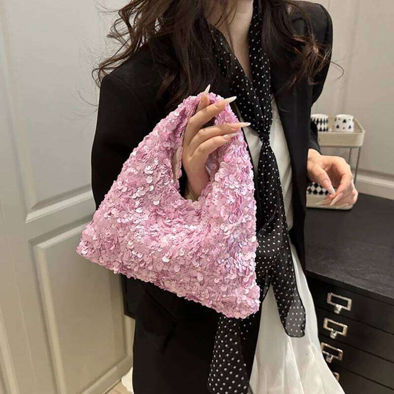 Luxury Exquisite Shining Sequins Evening Women's Sparking Pleated Handbag Fashion Chains Party Banquet Single Shoulder Bag Y260205