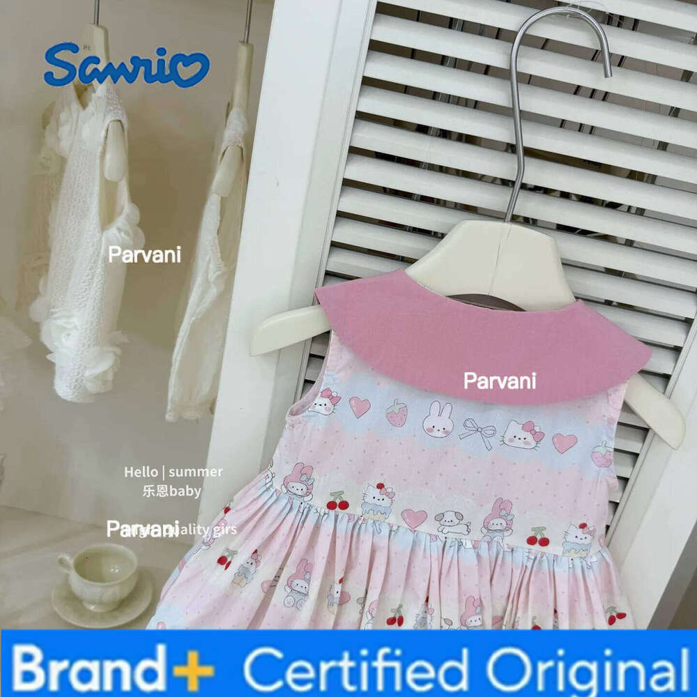 Sanrio Hello Kitty Anime Children Cartoon Princess Doll Collar Kawaii Summer Sweet Fashion Korean Version Dress H260206 - view 6