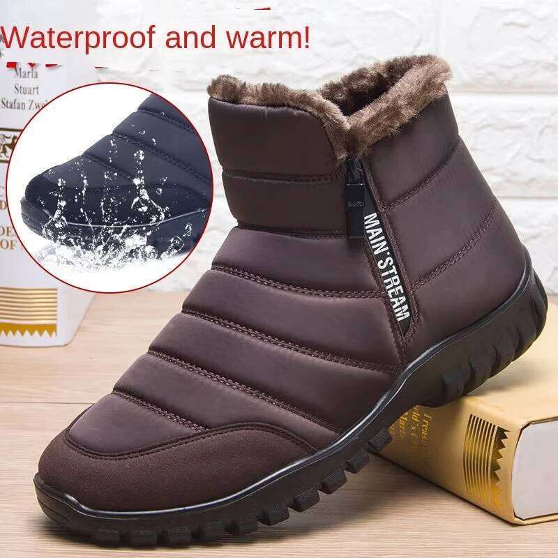 Thick and warm winter snow cotton high waisted zipper boots suitable for the elderly waterproof non slip lightweight smooth cott