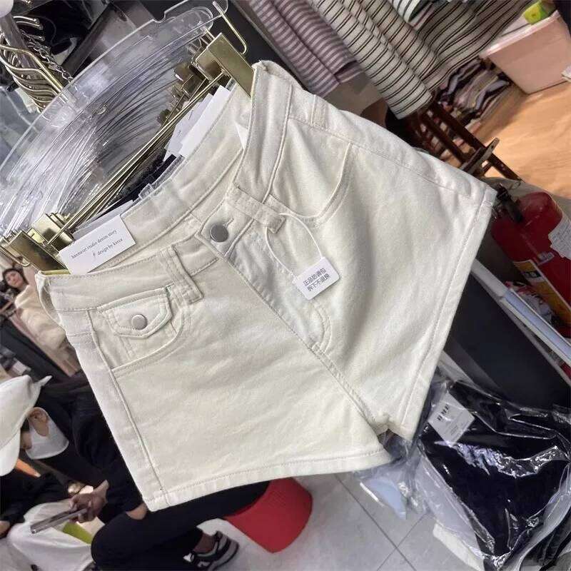 Spice Girl Slim-fitting White Denim Shorts Women's New High-waisted Hip-wrapped A-word Hip-lifting Hot Pants C260206