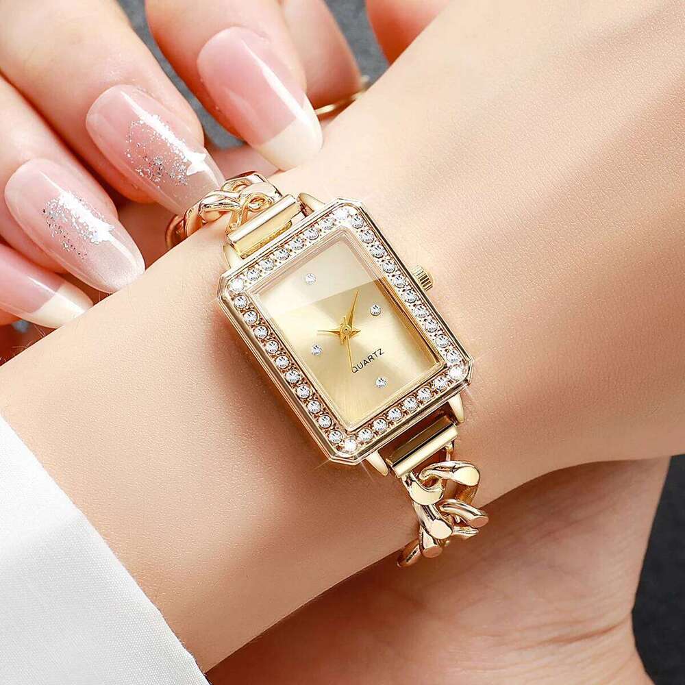 Luxury Diamond Women Watches Fashion Rectangle Dial Bracelet Strap Quartz Wristwatch Reloj Mujer Girls Clock GiftWithout Box Z260206