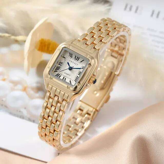 New Women's Fashion Square Watches Gold Alloy Strap Luxury Ladies Quartz Wristwatches Qualities Female Roman Scale Clock Gift Z260206