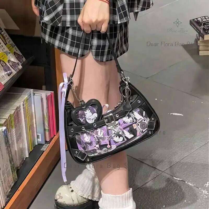 Y2k Cute Women Underarm Sweet Ita Lolita Girls Transparent Pocke DIY Display Shoulder Bag Fashion Handbag Purses Y260205