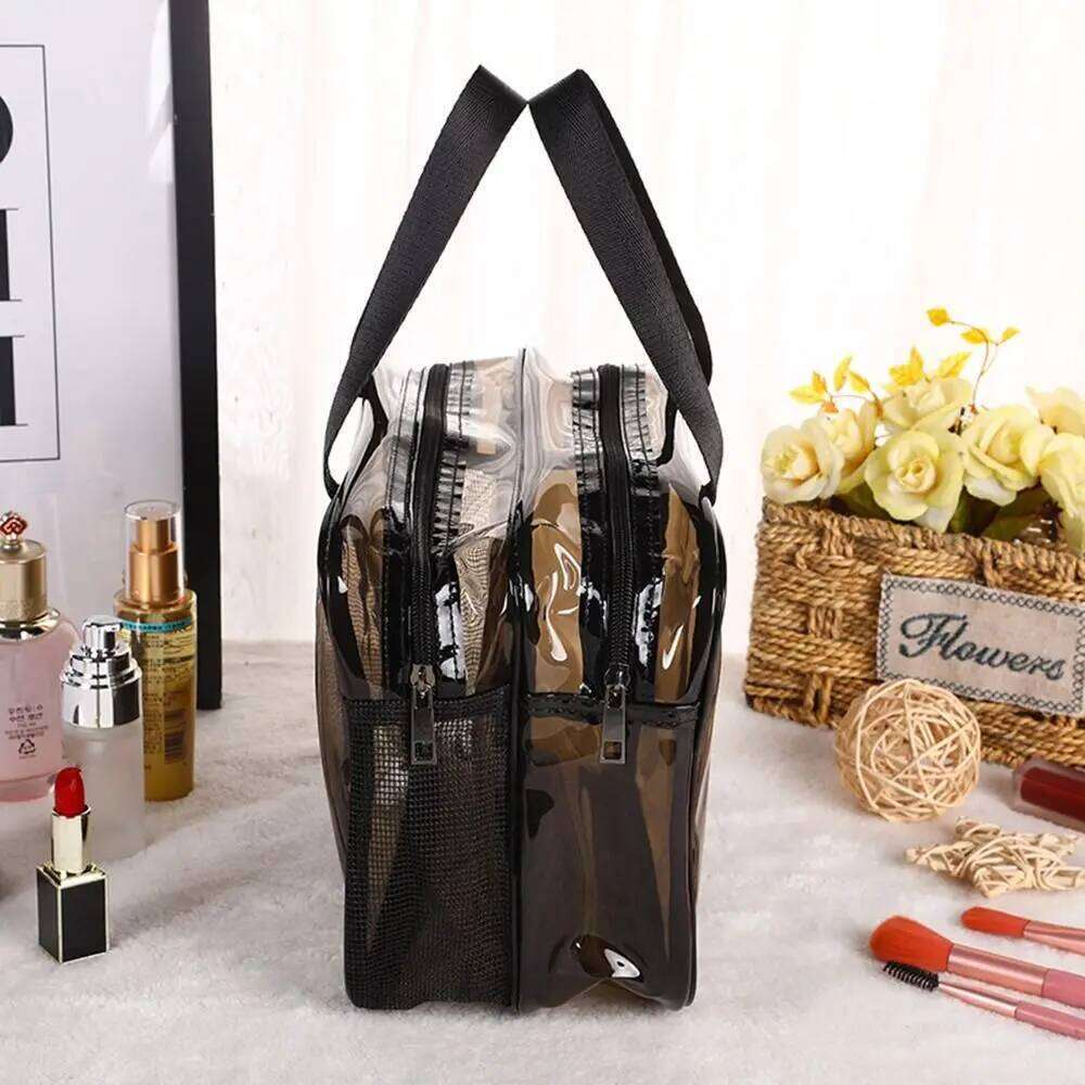 Transparent Dry and Wet Separation PVC Cosmetic Storage Large Capacity Waterproof Travel Toiletry Bag Y260206